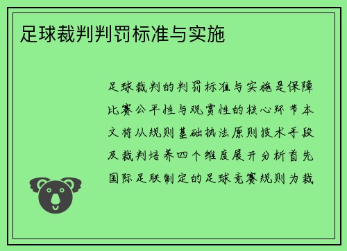 足球裁判判罚标准与实施